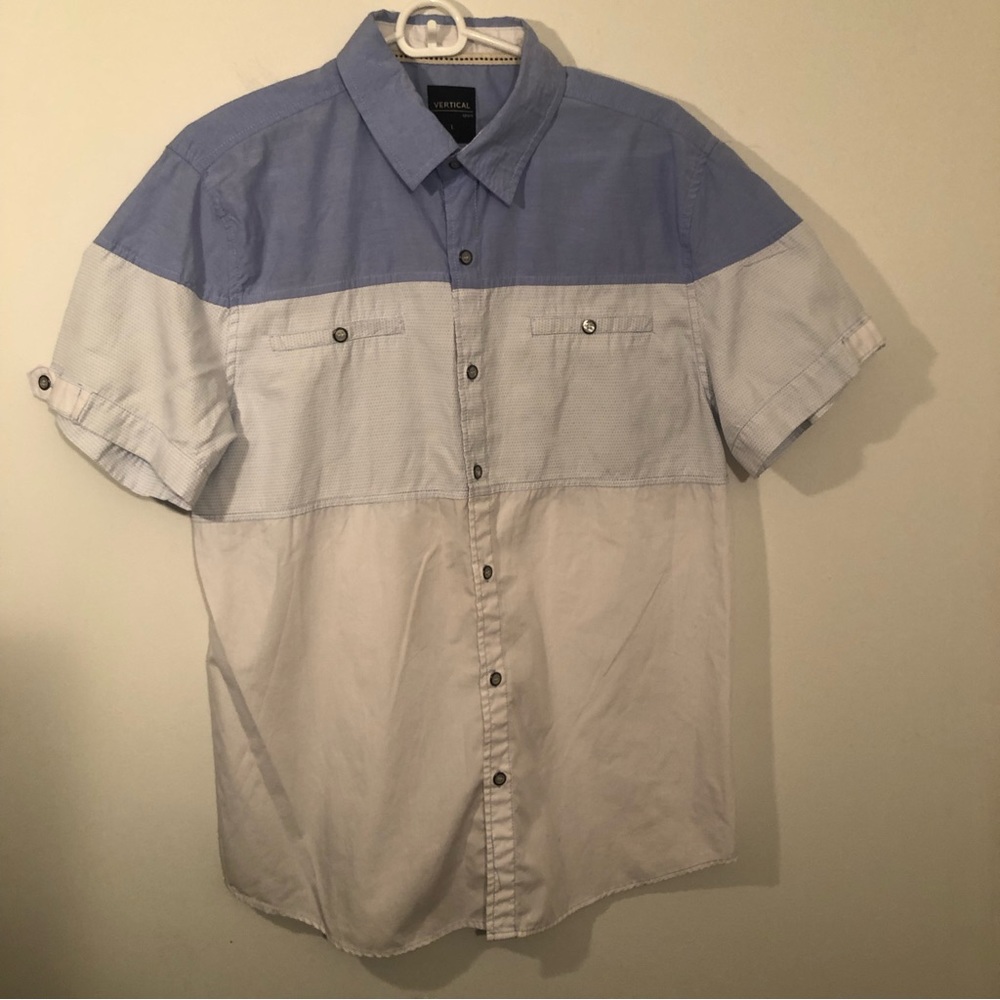 Vertical Sport Button Down Shirt Men’s L  Color Block Style